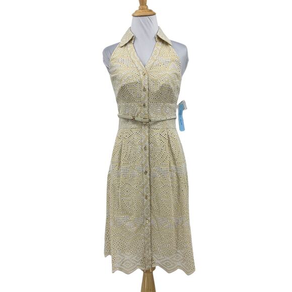 ANTONIO MELANI Dresses & Skirts - Antonio Melani Dress Womens 2 Multi Halle Eyelet Button Up Collared Belted Lined